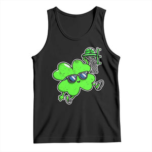 Funny Basketball Shamrock Tank Top Dunking Sports Player St. Patrick's Day TS02 Black Print Your Wear