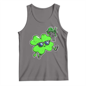 Funny Basketball Shamrock Tank Top Dunking Sports Player St. Patrick's Day TS02 Deep Heather Print Your Wear