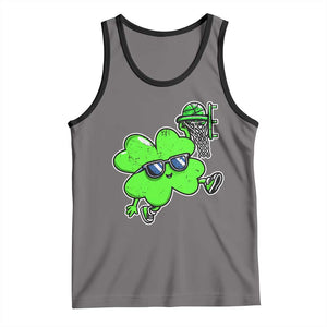 Funny Basketball Shamrock Tank Top Dunking Sports Player St. Patrick's Day TS02 Deep Heather Black Print Your Wear