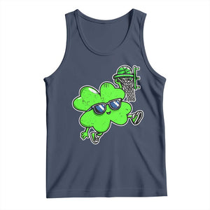 Funny Basketball Shamrock Tank Top Dunking Sports Player St. Patrick's Day TS02 Navy Print Your Wear