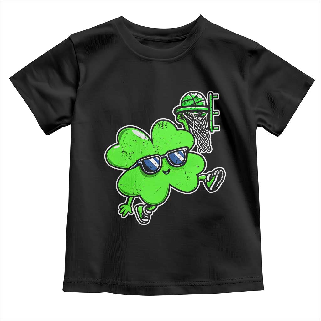 Funny Basketball Shamrock Toddler T Shirt Dunking Sports Player St. Patrick's Day TS02 Black Print Your Wear