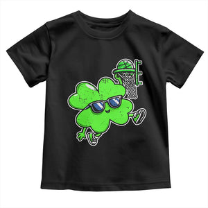 Funny Basketball Shamrock Toddler T Shirt Dunking Sports Player St. Patrick's Day TS02 Black Print Your Wear