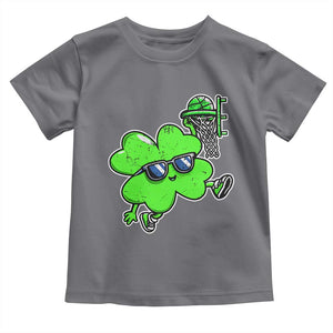 Funny Basketball Shamrock Toddler T Shirt Dunking Sports Player St. Patrick's Day TS02 Charcoal Print Your Wear