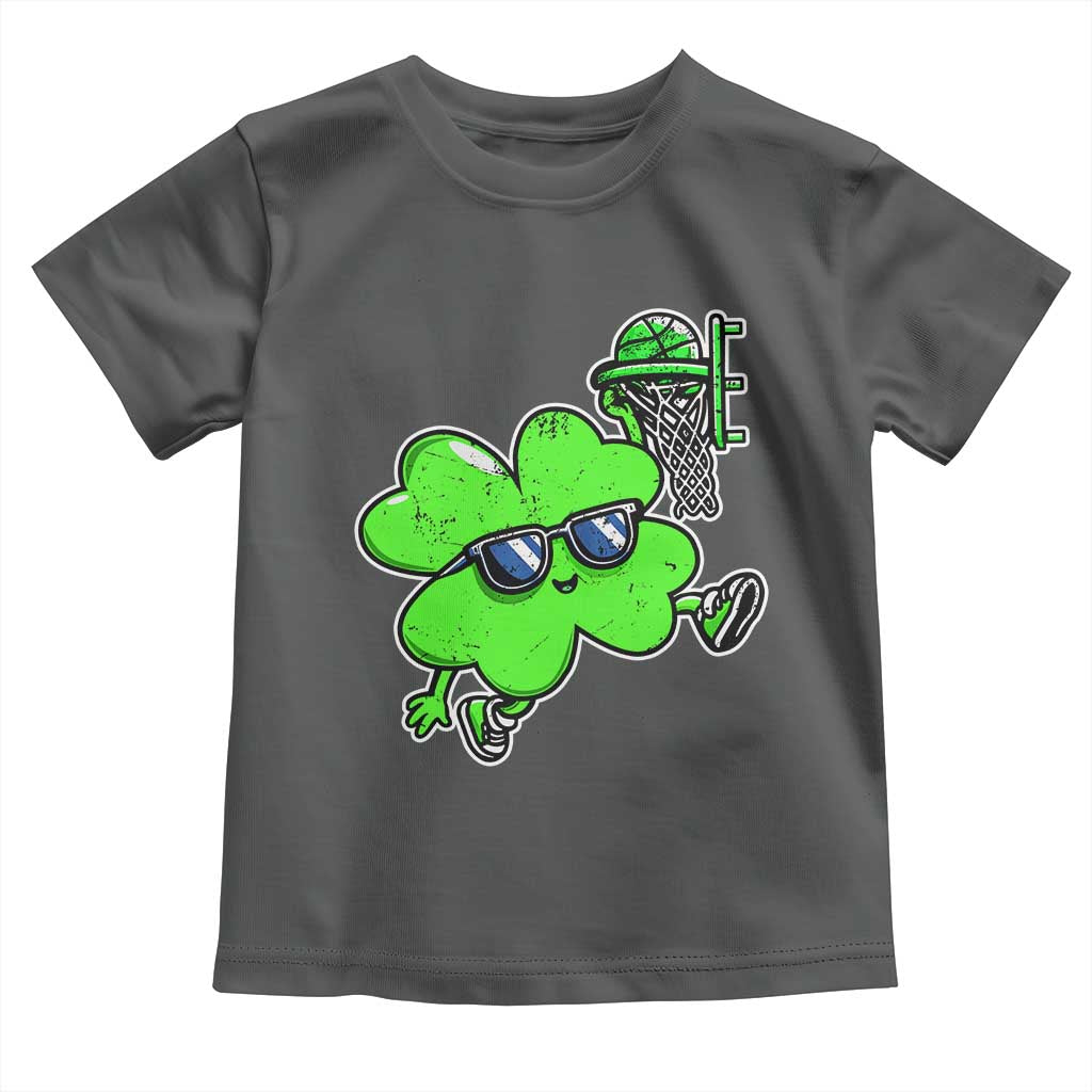 Funny Basketball Shamrock Toddler T Shirt Dunking Sports Player St. Patrick's Day TS02 Dark Heather Print Your Wear