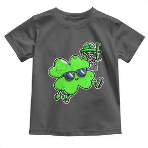 Funny Basketball Shamrock Toddler T Shirt Dunking Sports Player St. Patrick's Day TS02 Dark Heather Print Your Wear