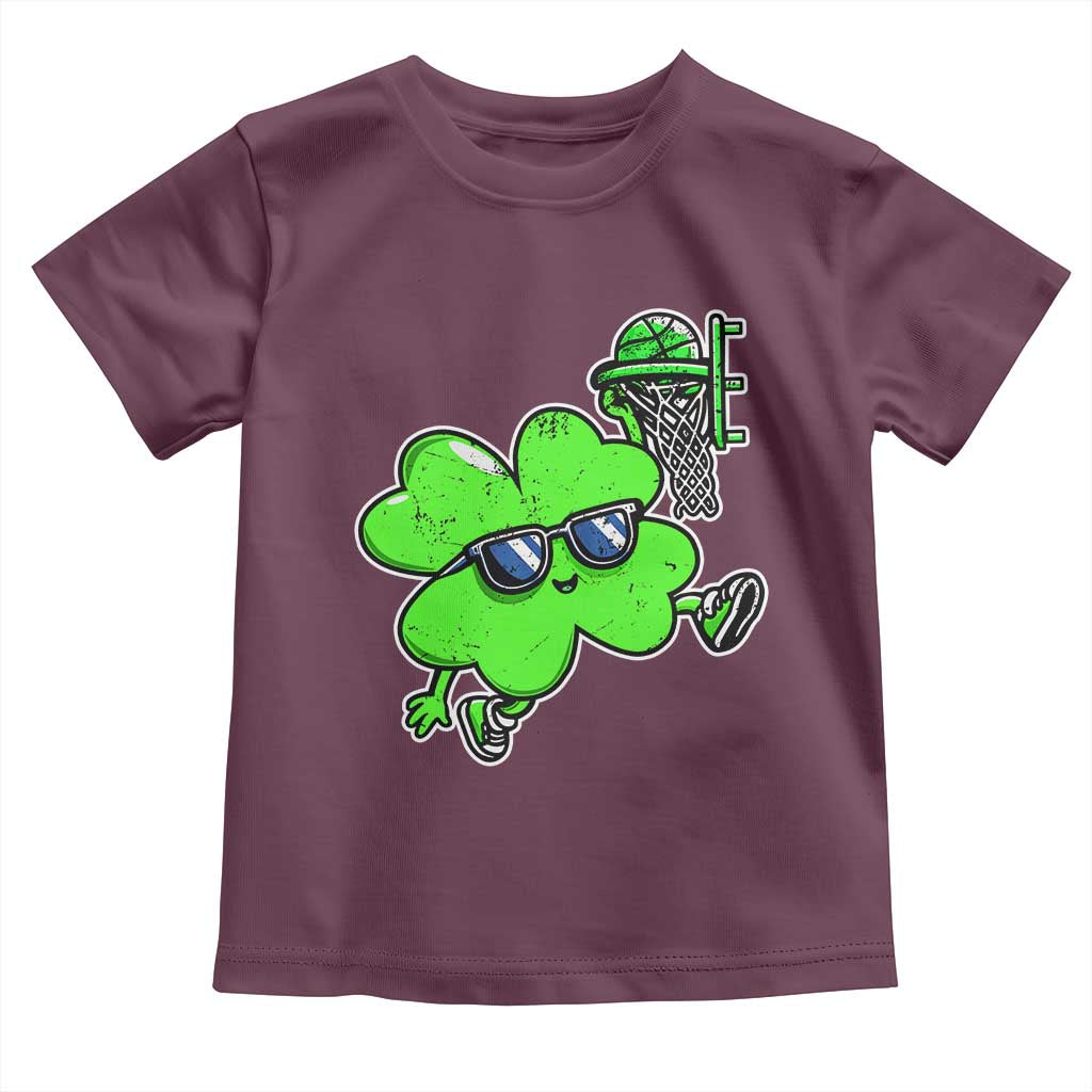 Funny Basketball Shamrock Toddler T Shirt Dunking Sports Player St. Patrick's Day TS02 Maroon Print Your Wear