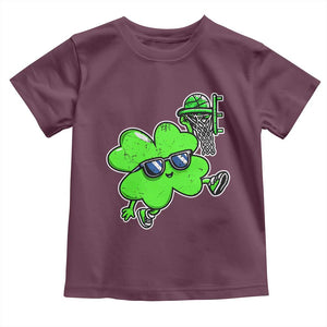 Funny Basketball Shamrock Toddler T Shirt Dunking Sports Player St. Patrick's Day TS02 Maroon Print Your Wear