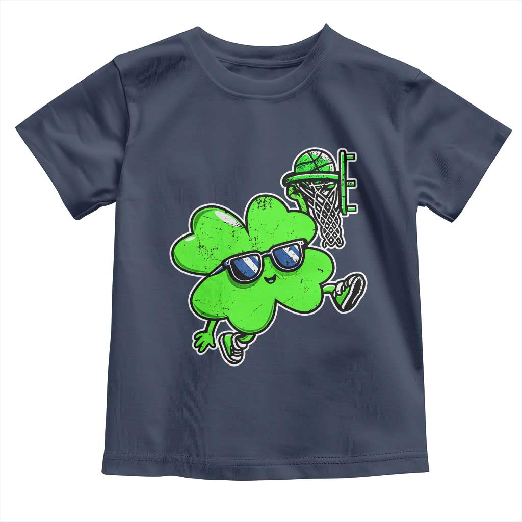 Funny Basketball Shamrock Toddler T Shirt Dunking Sports Player St. Patrick's Day TS02 Navy Print Your Wear
