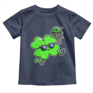 Funny Basketball Shamrock Toddler T Shirt Dunking Sports Player St. Patrick's Day TS02 Navy Print Your Wear