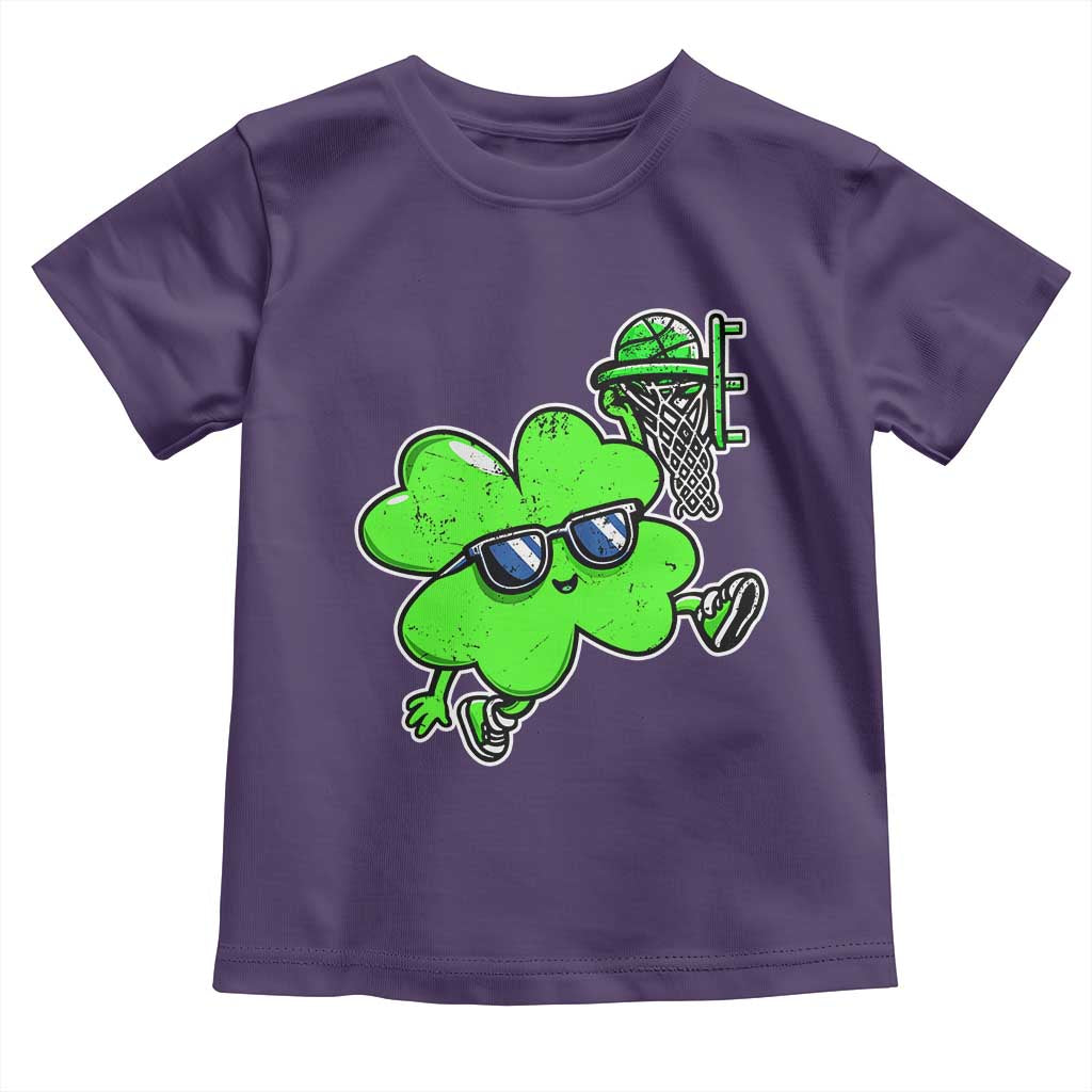 Funny Basketball Shamrock Toddler T Shirt Dunking Sports Player St. Patrick's Day TS02 Purple Print Your Wear