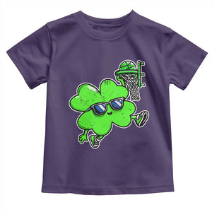 Funny Basketball Shamrock Toddler T Shirt Dunking Sports Player St. Patrick's Day TS02 Purple Print Your Wear