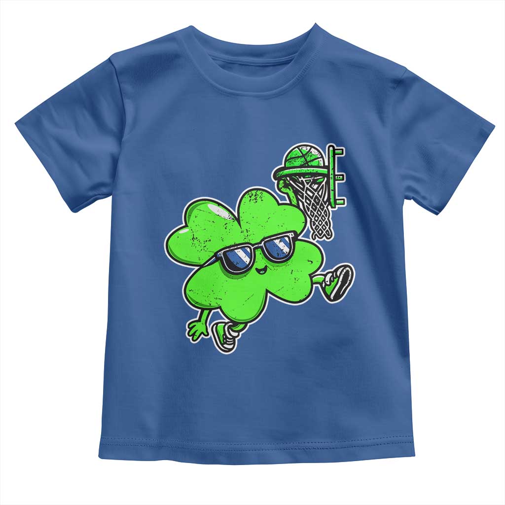 Funny Basketball Shamrock Toddler T Shirt Dunking Sports Player St. Patrick's Day TS02 Royal Blue Print Your Wear