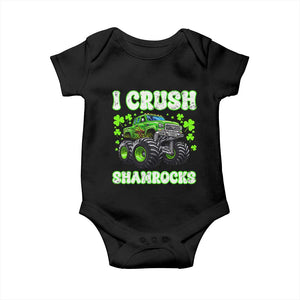 Funny St Patricks Day Monster Truck Baby Onesie I Crush Shamrocks Retro TS02 Black Print Your Wear