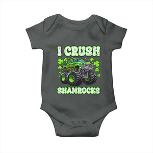 Funny St Patricks Day Monster Truck Baby Onesie I Crush Shamrocks Retro TS02 Dark Heather Print Your Wear