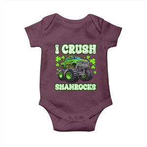 Funny St Patricks Day Monster Truck Baby Onesie I Crush Shamrocks Retro TS02 Maroon Print Your Wear