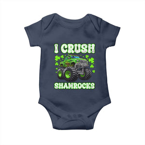 Funny St Patricks Day Monster Truck Baby Onesie I Crush Shamrocks Retro TS02 Navy Print Your Wear