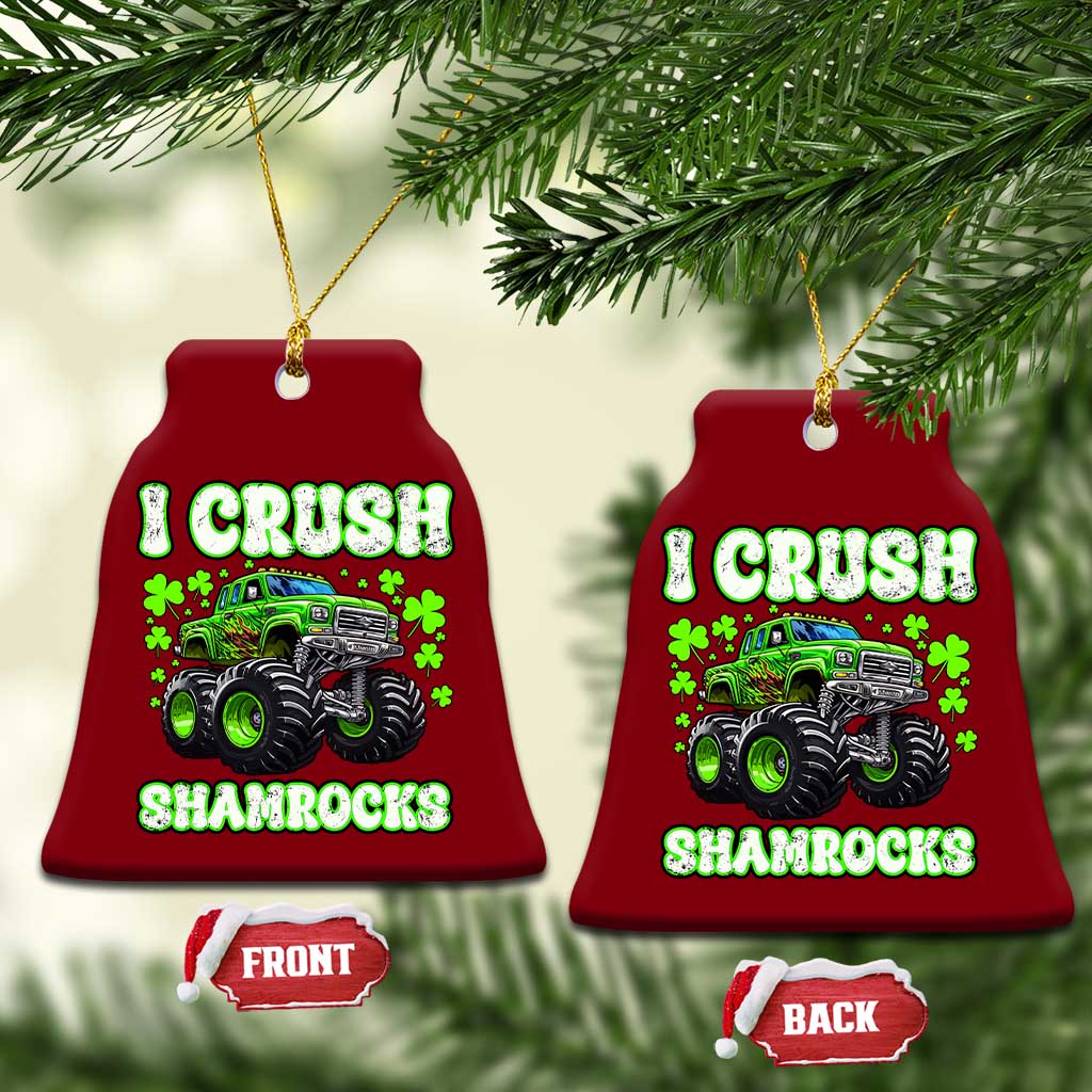 Funny St Patricks Day Monster Truck Ceramic Ornament I Crush Shamrocks Retro TS02 Print Your Wear