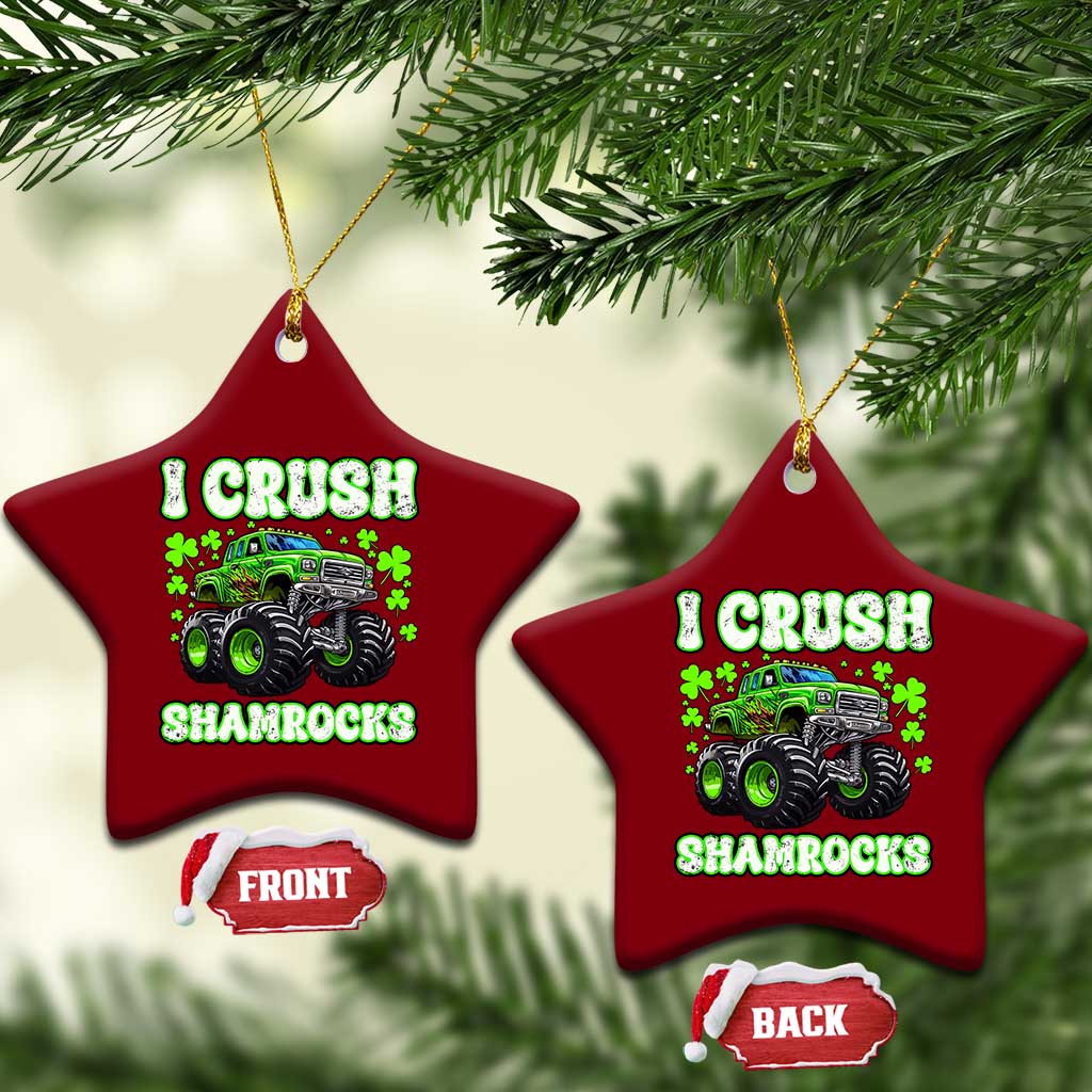 Funny St Patricks Day Monster Truck Ceramic Ornament I Crush Shamrocks Retro TS02 Print Your Wear
