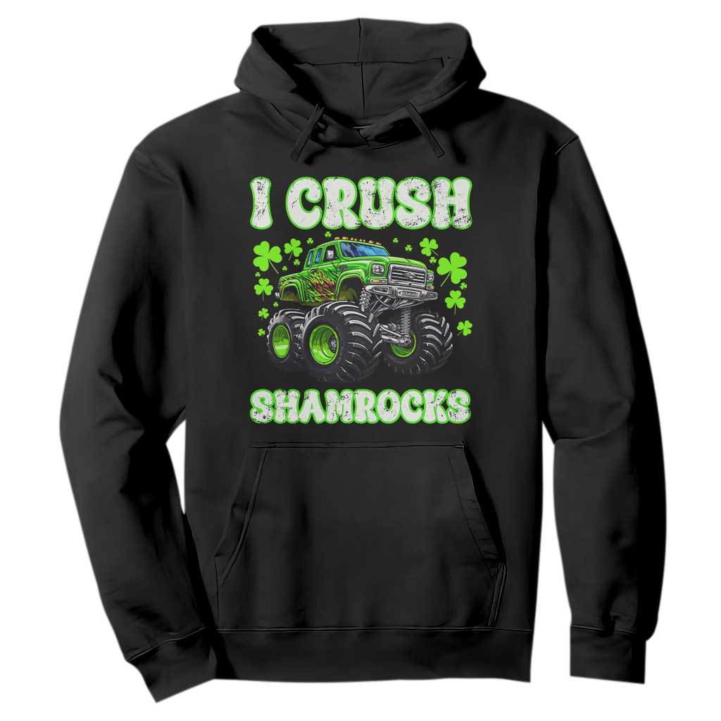 Funny St Patricks Day Monster Truck Hoodie I Crush Shamrocks Retro TS02 Black Print Your Wear