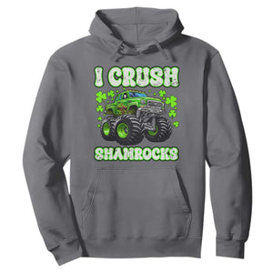 Funny St Patricks Day Monster Truck Hoodie I Crush Shamrocks Retro TS02 Charcoal Print Your Wear