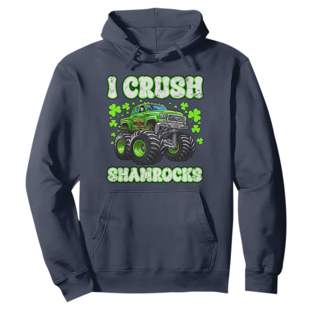 Funny St Patricks Day Monster Truck Hoodie I Crush Shamrocks Retro TS02 Navy Print Your Wear