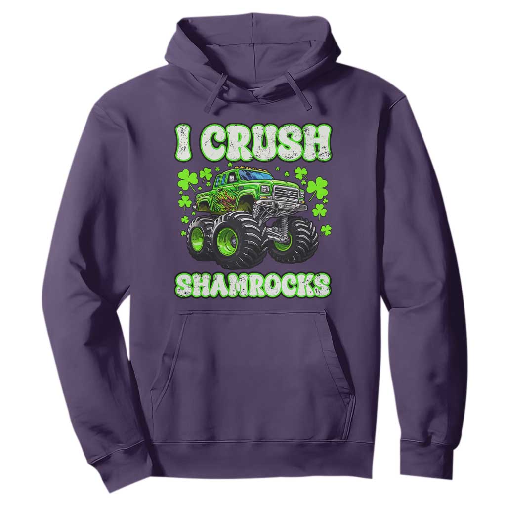 Funny St Patricks Day Monster Truck Hoodie I Crush Shamrocks Retro TS02 Purple Print Your Wear