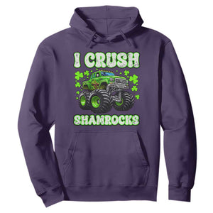 Funny St Patricks Day Monster Truck Hoodie I Crush Shamrocks Retro TS02 Purple Print Your Wear