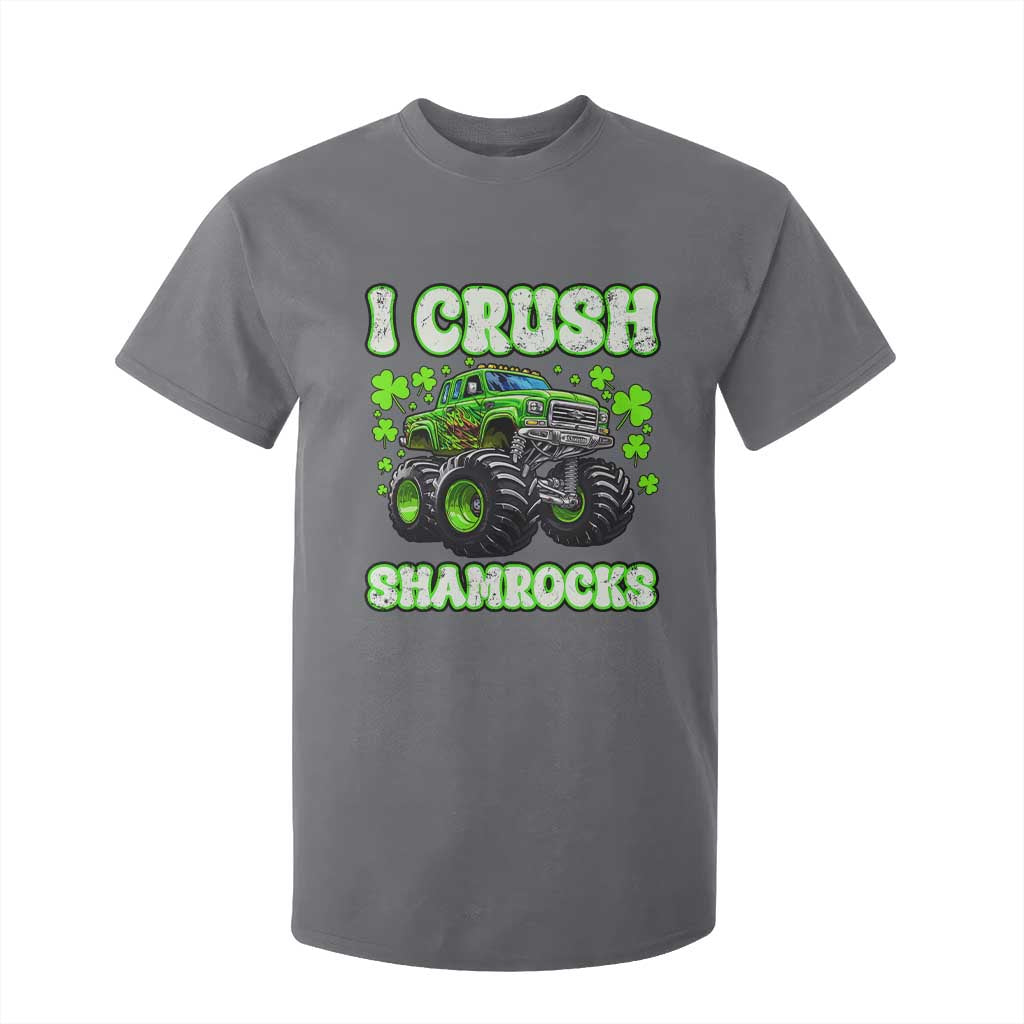 Funny St Patricks Day Monster Truck T Shirt For Kid I Crush Shamrocks Retro TS02 Charcoal Print Your Wear