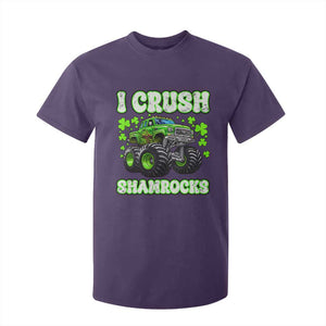 Funny St Patricks Day Monster Truck T Shirt For Kid I Crush Shamrocks Retro TS02 Purple Print Your Wear