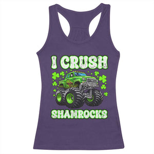 Funny St Patricks Day Monster Truck Racerback Tank Top I Crush Shamrocks Retro TS02 Purple Print Your Wear