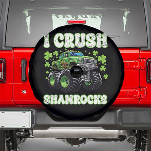 Funny St Patricks Day Monster Truck Spare Tire Cover I Crush Shamrocks Retro TS02 Black Print Your Wear