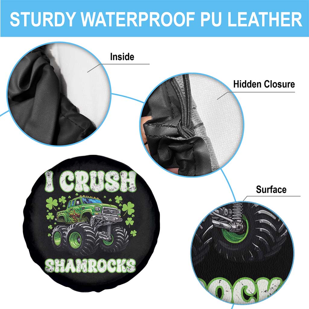 Funny St Patricks Day Monster Truck Spare Tire Cover I Crush Shamrocks Retro TS02 Print Your Wear