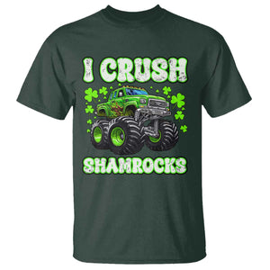 Funny St Patricks Day Monster Truck T Shirt I Crush Shamrocks Retro TS02 Dark Forest Green Print Your Wear