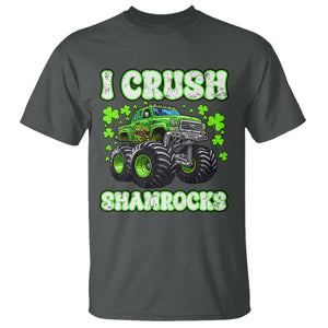 Funny St Patricks Day Monster Truck T Shirt I Crush Shamrocks Retro TS02 Dark Heather Print Your Wear