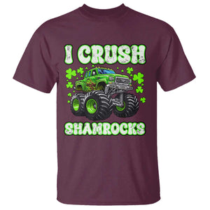 Funny St Patricks Day Monster Truck T Shirt I Crush Shamrocks Retro TS02 Maroon Print Your Wear
