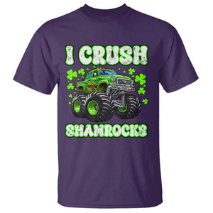 Funny St Patricks Day Monster Truck T Shirt I Crush Shamrocks Retro TS02 Purple Print Your Wear