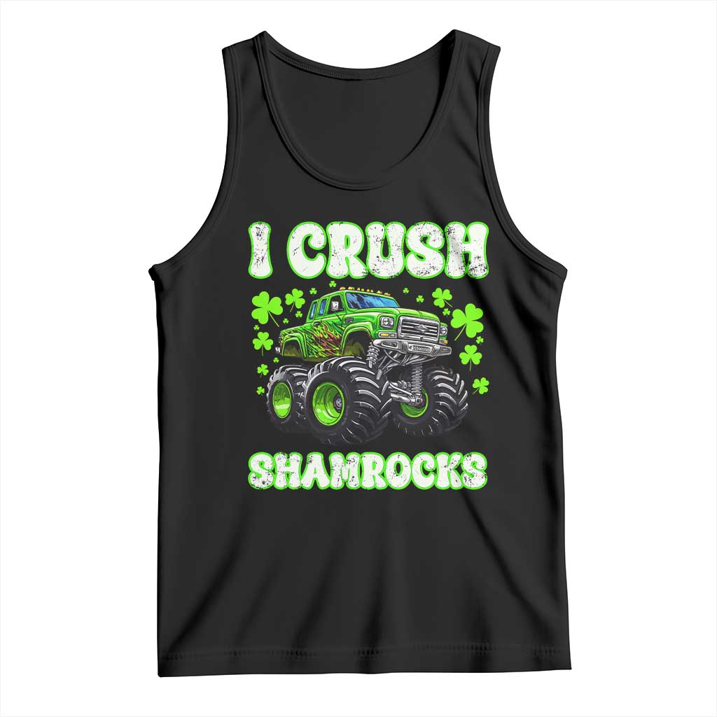 Funny St Patricks Day Monster Truck Tank Top I Crush Shamrocks Retro TS02 Black Print Your Wear