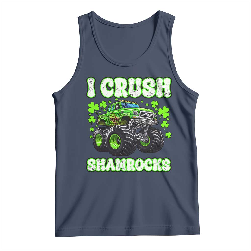 Funny St Patricks Day Monster Truck Tank Top I Crush Shamrocks Retro TS02 Navy Print Your Wear