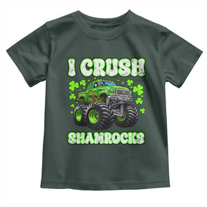 Funny St Patricks Day Monster Truck Toddler T Shirt I Crush Shamrocks Retro TS02 Dark Forest Green Print Your Wear