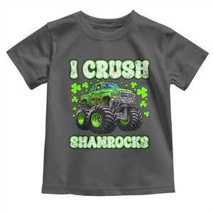 Funny St Patricks Day Monster Truck Toddler T Shirt I Crush Shamrocks Retro TS02 Dark Heather Print Your Wear