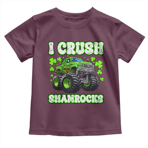 Funny St Patricks Day Monster Truck Toddler T Shirt I Crush Shamrocks Retro TS02 Maroon Print Your Wear