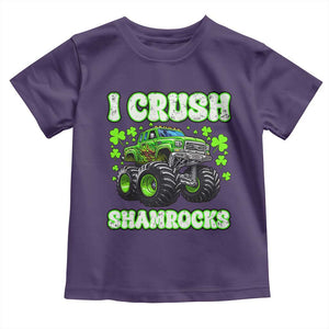 Funny St Patricks Day Monster Truck Toddler T Shirt I Crush Shamrocks Retro TS02 Purple Print Your Wear