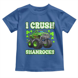 Funny St Patricks Day Monster Truck Toddler T Shirt I Crush Shamrocks Retro TS02 Royal Blue Print Your Wear