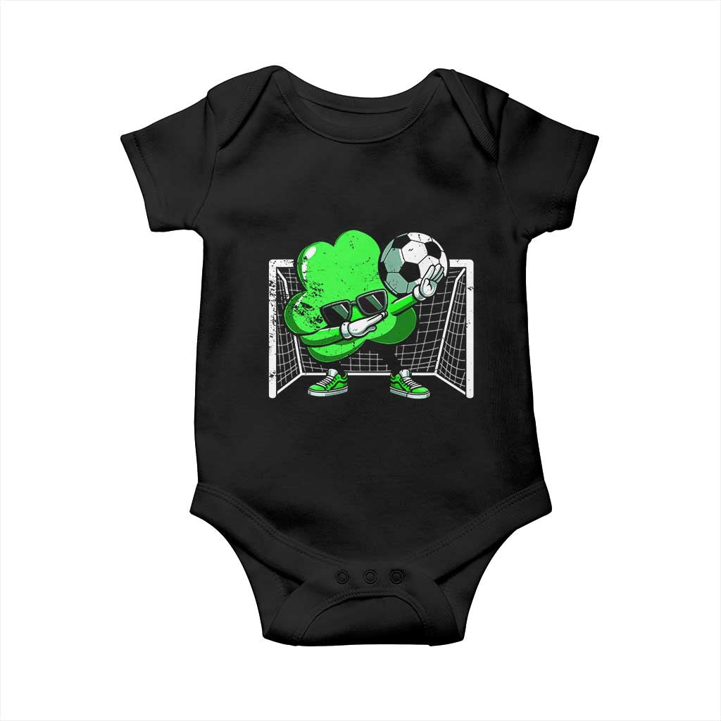 Funny Soccer Shamrock Baby Onesie Dabbing Player St. Patrick's Day TS02 Black Print Your Wear