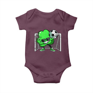 Funny Soccer Shamrock Baby Onesie Dabbing Player St. Patrick's Day TS02 Maroon Print Your Wear