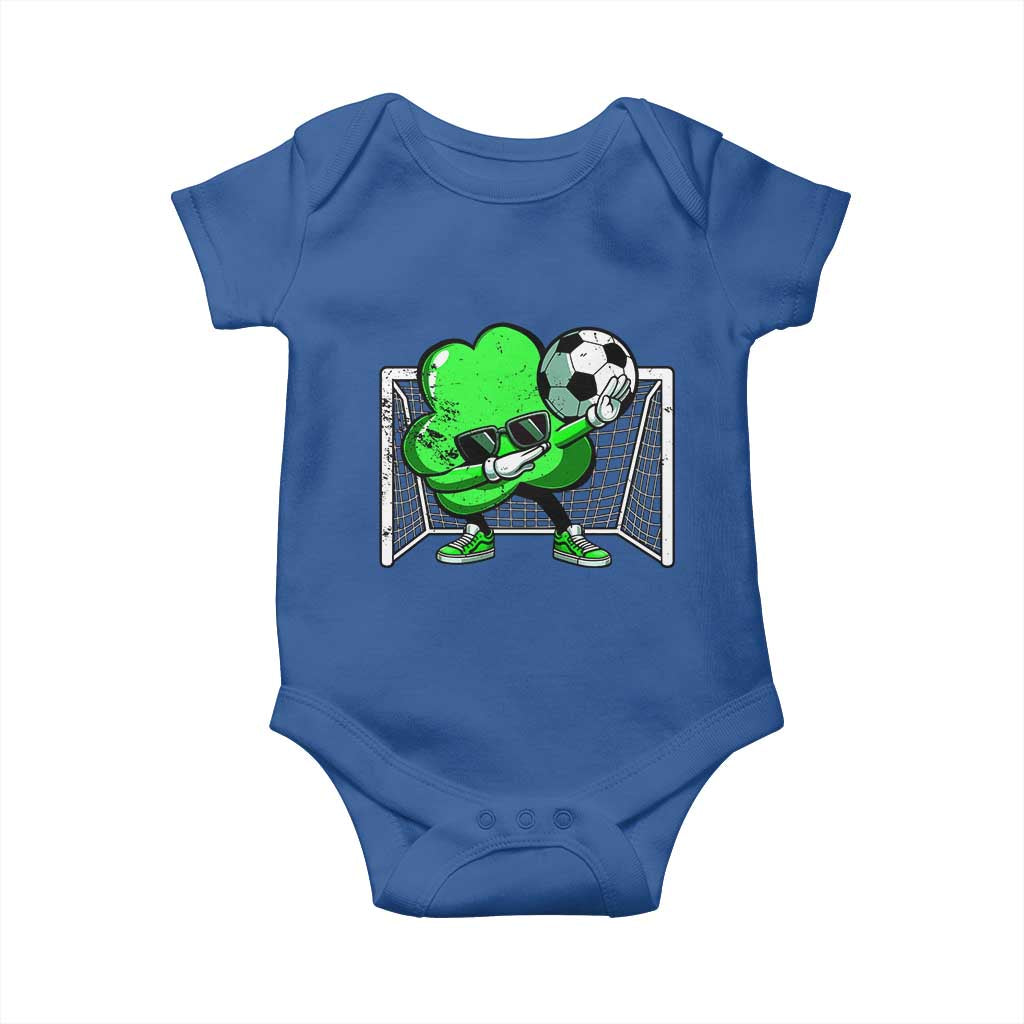 Funny Soccer Shamrock Baby Onesie Dabbing Player St. Patrick's Day TS02 Royal Blue Print Your Wear