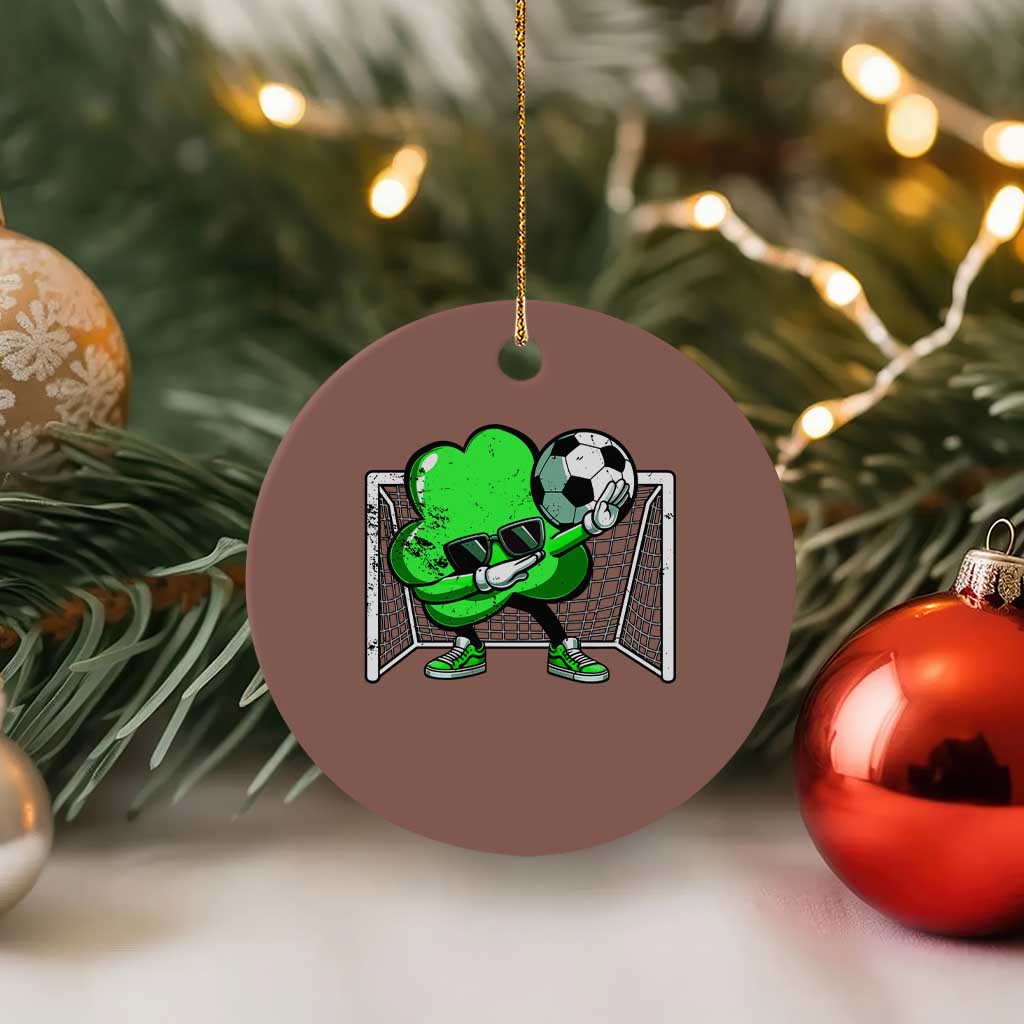 Funny Soccer Shamrock Ceramic Ornament Dabbing Player St. Patrick's Day TS02 1pc Mocha Print Your Wear
