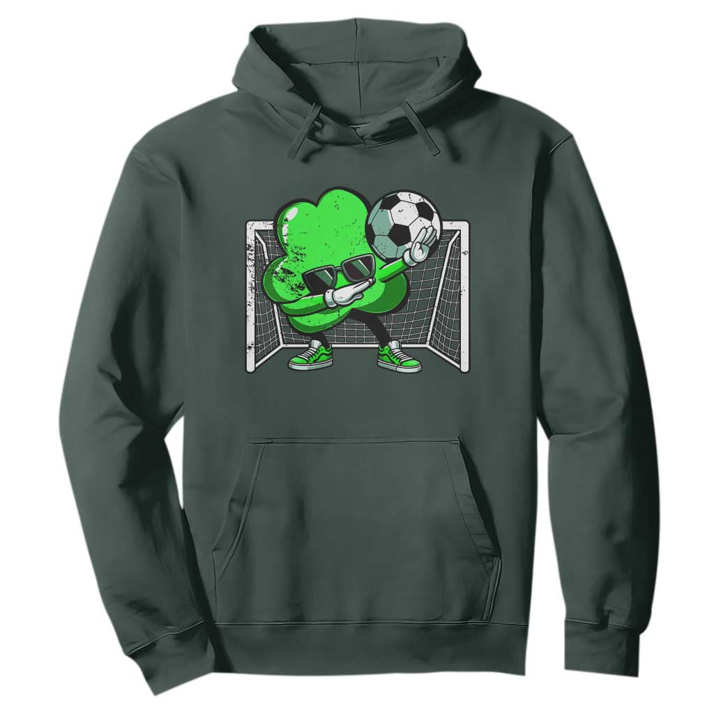 Funny Soccer Shamrock Hoodie Dabbing Player St. Patrick's Day TS02 Dark Forest Green Print Your Wear