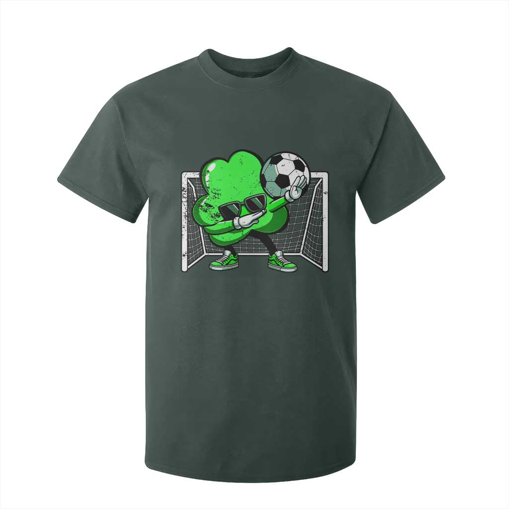 Funny Soccer Shamrock T Shirt For Kid Dabbing Player St. Patrick's Day TS02 Dark Forest Green Print Your Wear