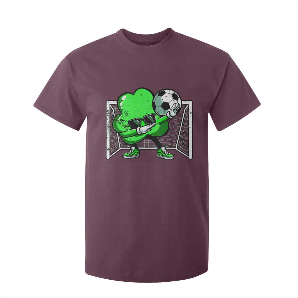 Funny Soccer Shamrock T Shirt For Kid Dabbing Player St. Patrick's Day TS02 Maroon Print Your Wear